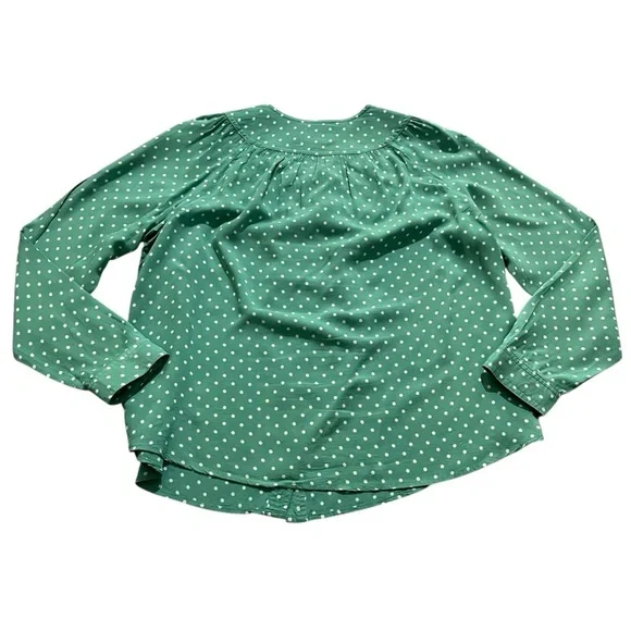 Anthropologie Maeve Teal Polka Dot Asbury Printed Button Down Blouse Size M - Picture 5 of 9